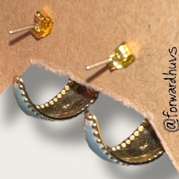 Bundle Sale 3 for $15 | Gold-Tone 3/4” Enamel Earrings - Picture 3 of 9
